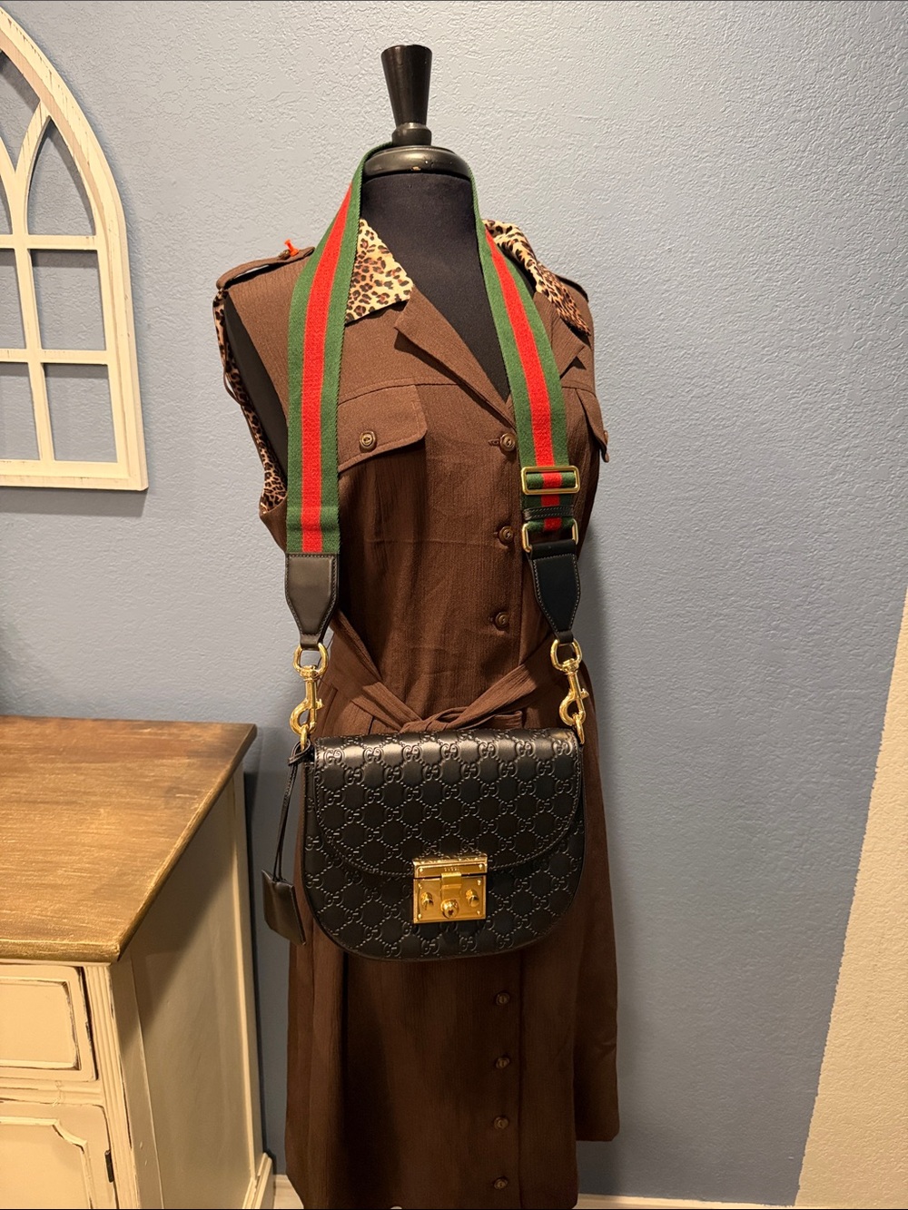Authentic GUCCI Guccissima Padlock Leather Crossbody/Shoulder Bag